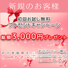 新規のお客様総額3000ptプレゼント